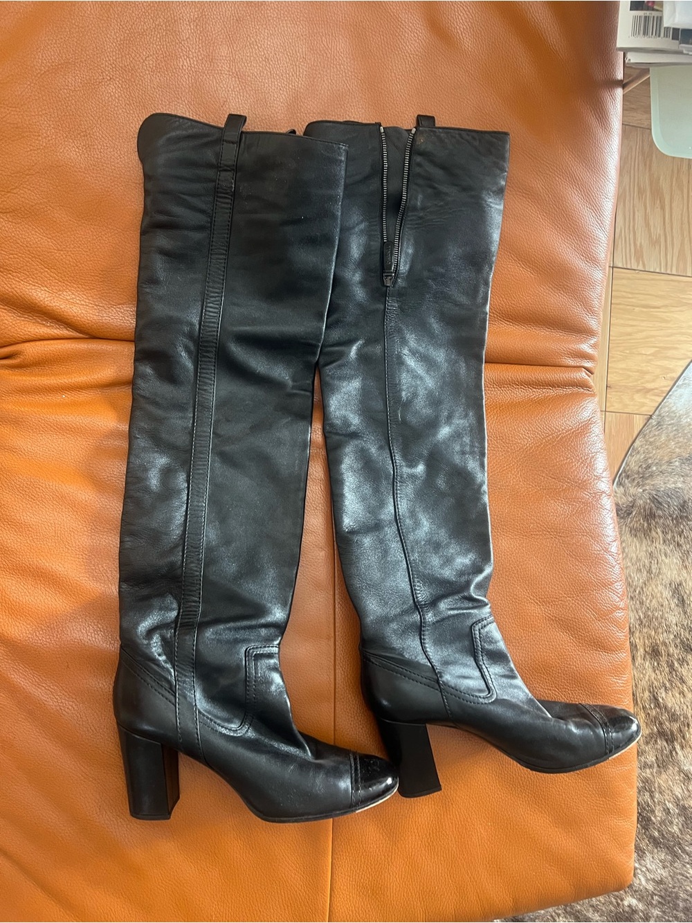 Chanel Over the knee Black Boots. Size 40.5